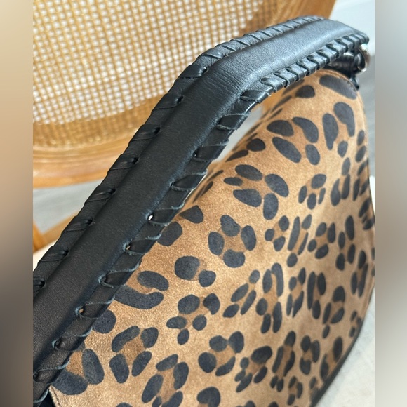 INNUE Italian Leather Suede Leopard Print Shoulder Bag Crossbody Strap NEW - Picture 12 of 14